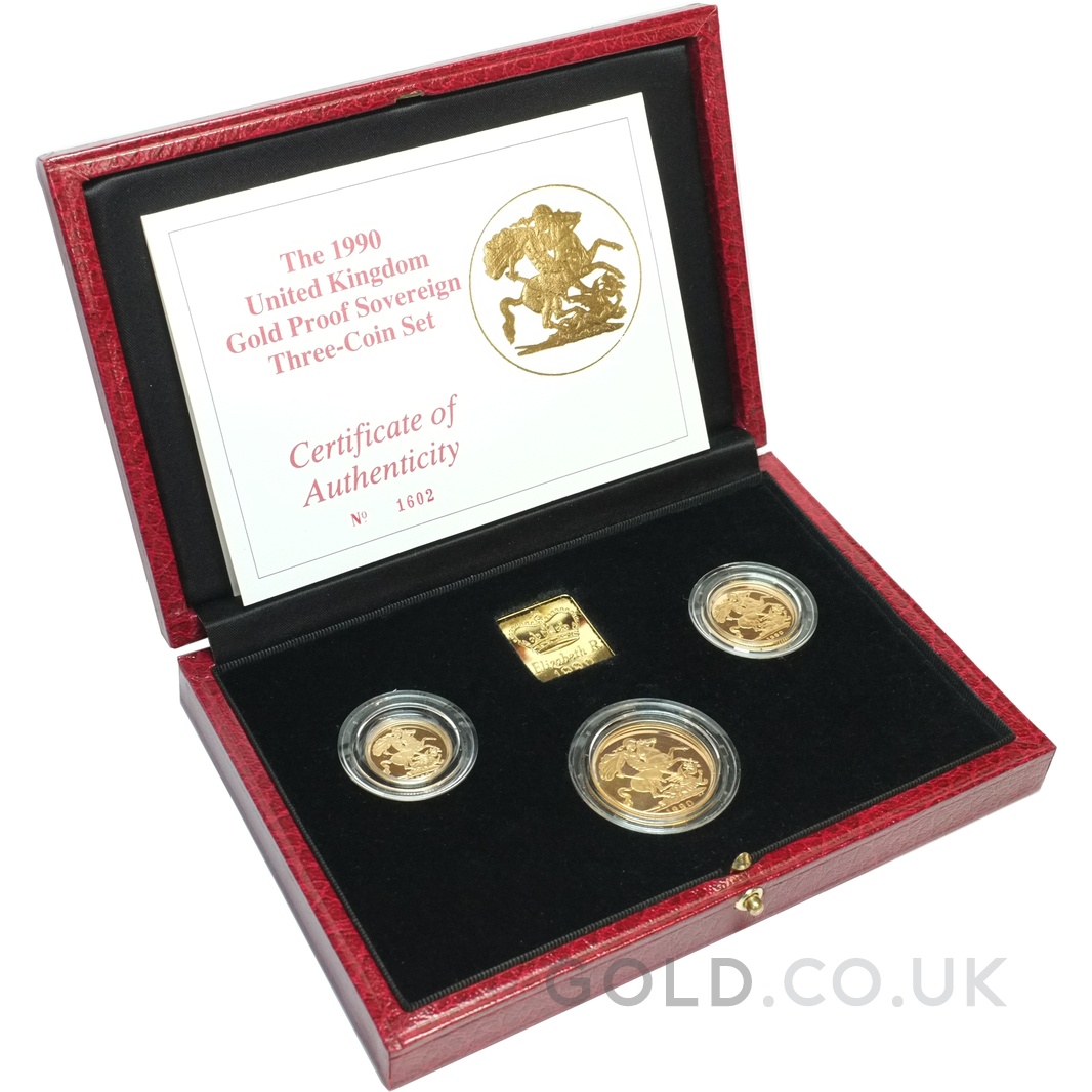 Limited Edition Sovereign 1990 Three-Coin Gold Proof Set - From £1,881