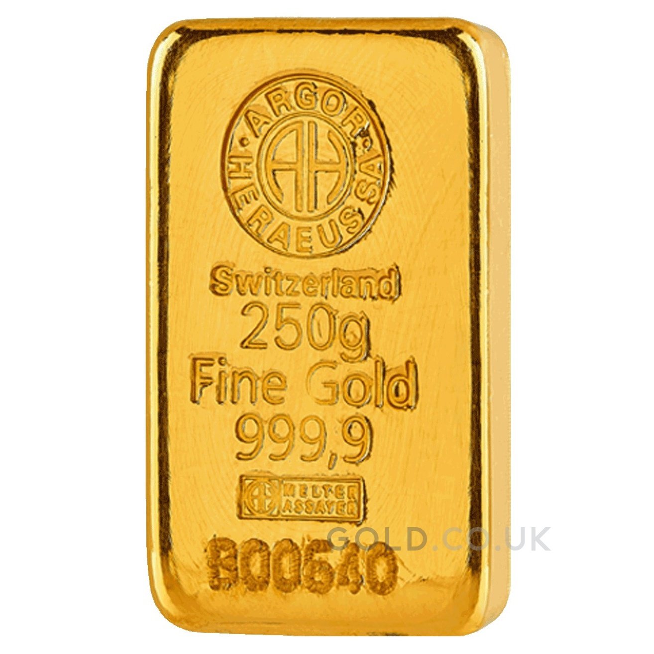 Heraeus 250g Cast Gold Bar | GOLD.co.uk - From £18,068