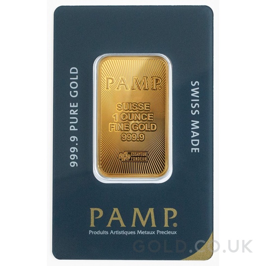 1oz PAMP Suisse Gold Bar | GOLD.co.uk - From £2,147