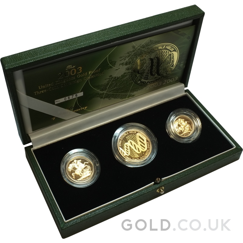 Limited Edition Sovereign 2003 Three-Coin Gold Proof Set - From £2,133